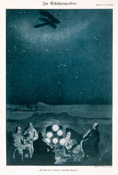 In the Trenches, Illustration from a German Magazine, Simplicissimus, c.1915 by Carl Olof Petersen